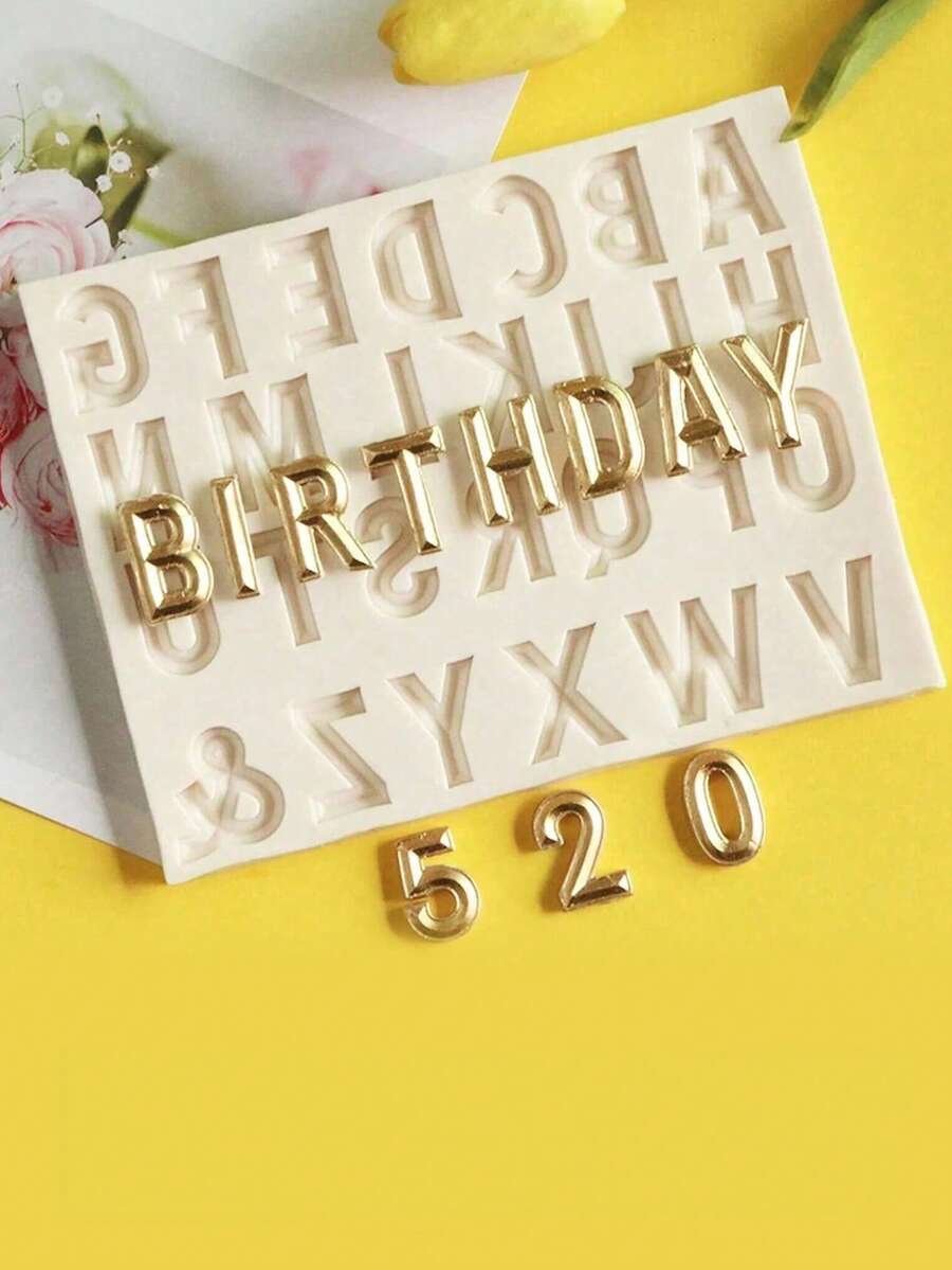 1 paquete de moldes de silicona 3D en relieve con letras del abecedario de la A a la Z, moldes de silicona para fondant, para decorar pasteles de cumpleaños, caramelos, chocolate y proyectos de manualidades DIY - Multicolor - Ver 1