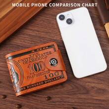Men's Fashion Classic Wallet Vintage 100 US Dollar Pattern Wallet Multi Card Slot Zipper Coin Compartmen PU Leather Classic Short Wallet For Men Money Wallet Mini Wallet Purse Wallet Men Wallet Leather Small Wallet