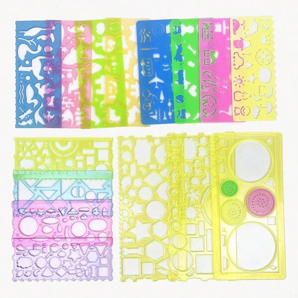 Modèles de dessin de formes géométriques, pochoirs de peinture, règles. Jouets éducatifs pour les arts et l'artisanat pour les garçons et les filles. Fournitures d'art et d'artisanat pour les enfants, kits d'artisanat pour les enfants, kits d'artisanat pour les garçons, kits d'artisanat pour les filles, fournitures d'art pour les filles, arts et artisanat pour les enfants, jeux de modèles, kits d'artisanat pour les enfants, modèles, arts et artisanat pour les enfants