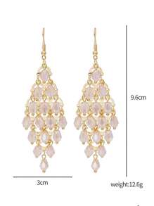 1 Pair Bohemian Elegant Crystal Long Tassel Earrings For Women, 925 Silver Pin, Suitable As Gift For Friends And Travel In Spring/Summer