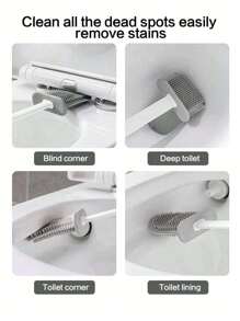 1Set Of 2 Toilet Brushes And 1 Sealed Toilet Seat Box, Wall-Mounted Toilet Brush, Silicone Soft Toilet Brush Head, Long Handle Toilet Brush, Multi-Functional Household Brush Bathroom Decor Summer