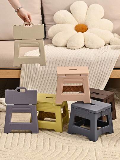 1 pieza Taburete plegable - Diseño de plástico ligero y resistente, fácil de transportar, adecuado para acampada al aire libre, pesca, uso doméstico Taburete pequeño de plástico