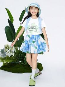 Annil Summer Children's Clothing: A Woven Printed Skirt For Girls And Adults
