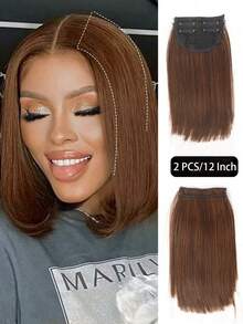 2pcs Clip-In Hair Extensions, Suitable For Thin Hair And Short Hair, Easily Adds Volume, Natural Black Color - Multicolor - View 19