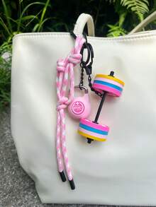 健身钥匙扣 健身房爱好者杠铃钥匙链 举重钥匙圈 硅胶杠铃片 健身房礼品 健身礼品 包饰 背包饰 - 彩色 - 查看 3