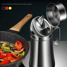1 pièce Pot à huile et distributeur d'assaisonnement en acier inoxydable - Outil de cuisine pour condiments facile à nettoyer (bouteille incluse)