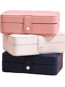 1pc Multi-Functional Leather Jewelry Storage Box, Convenient Double-Layer Simple Jewelry Storage Box, Can Be Put Earrings Earrings Necklace Bracelet, High-End Jewelry Box Back To School