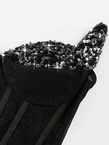 新款性感优雅高开叉黑色蕾丝正式晚礼服，适合度假或派对场合，春夏季，婚礼宾客礼服，长袍 - 彩色 - 查看 5