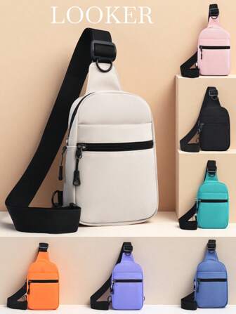 1 件新款女士胸包，女士斜挎包，采用柔软尼龙材质，厚实耐用，纯色，高品质，适合日常通勤、运动、校园、购物、旅行、节日礼物