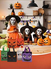 6pcs Halloween Gift Wrapping Bags, Halloween Trick Or Treat Tote Bags With Handles, Halloween Party,Trick Or Treat Wrapping Bags For Halloween Gifts, Gift Wrapping Tote Bags, Halloween, Trick Or Treat,Halloween Decor, Fall Decor, Halloween Decorations, Halloween Party Carnival Gift Bags Multi Piece Halloween Series Gift Bag Gift Packaging Tote Bag For Gift Giving Exquisite And Cute Portable Tote Bag Suitable For Halloween Parties