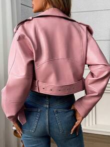 Women's Solid Color Minimalist Zip-Up Short Jacket, Daily Wear