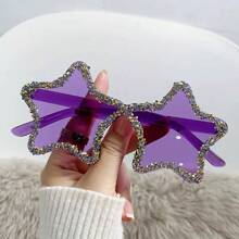 1 Stück neue Strass Fünf-Zackige Stern rahmenlose Mode Brille für Frauen, stilvolle und personalisierte für Fotografie, geeignet für Tanzpartys, Geburtstage, Zusammenkünfte, Feiertags-Dekoration, Reise-Fotografie