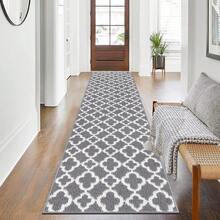 Runner Rug For Hallway Non Slip Kitchen Floor Carpet Runners Geometric Pattern Machine Washable Area Rug For Entryway Bathroom - Xám - Xem 4