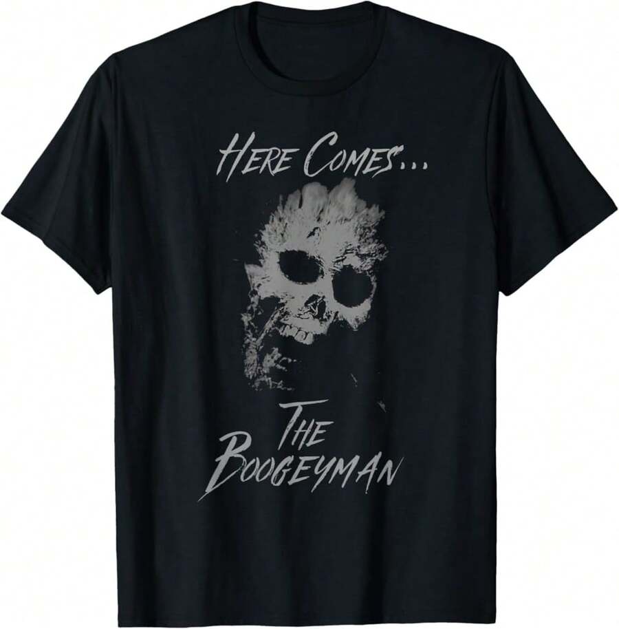 Camiseta con diseño vintage de fantasma terrorífico, calavera y hombre del saco para Halloween - Negro - Ver 1