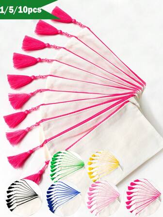 1 pieza/5 piezas/10 piezas Bolsa de lona con cremallera y borla Neceser de viaje Bolsa de maquillaje Organizador de maquillaje Estuche para lápices, para vacaciones en la playa, colección de baño, colección de dormitorio, gran capacidad