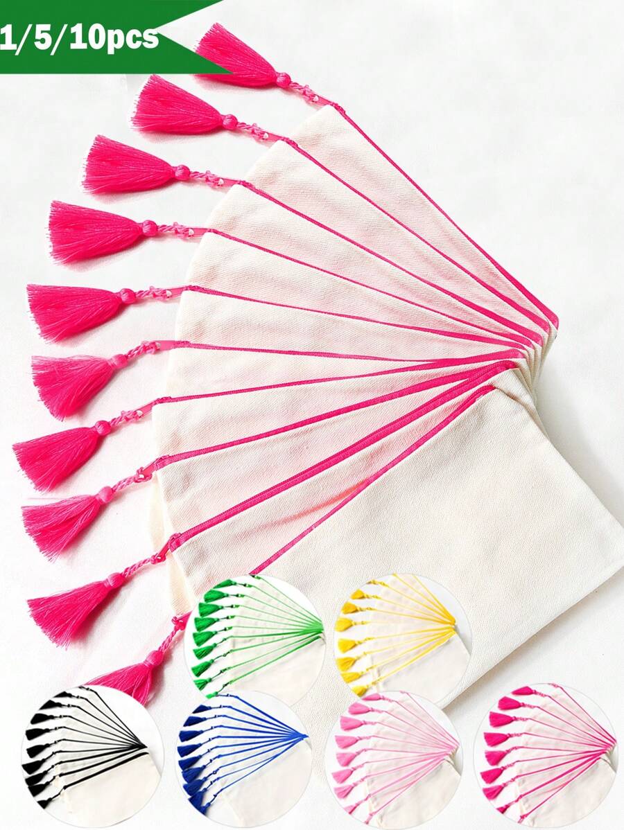 1 PEÇA/5 PEÇAS/10 PEÇAS Nécessaire de Zíper de Lona com Borla, Bolsa para Maquiagem para Viagem, Organizador de Maquiagem, Nécessaire de Lápis, Para Férias, Praia, Banheiro, Coleção de Quarto, Grande Capacidade