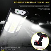1pc Outdoor COB Solar Powered Motion Sensor Light | Dual Motion+Light Sensor | Zero Electricity Yard Lighting + Wireless + 30hrs Runtime | IPX65 Waterproof | Must-Have For Villa, Yard, Community, Warehouse Security