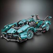 Über 1000 Stücke blaue Superbauklötze zum Zusammenbauen, 1:14 Maßstab Rennmodell, aus ABS Material gefertigt, kreatives Montagemodell, Geburtstagsgeschenk, Weihnachtsgeschenk, Halloween Geschenk, Batterien nicht enthalten, geeignet ab 14 Jahren. - Verschiedenfarbig - Übersicht 3