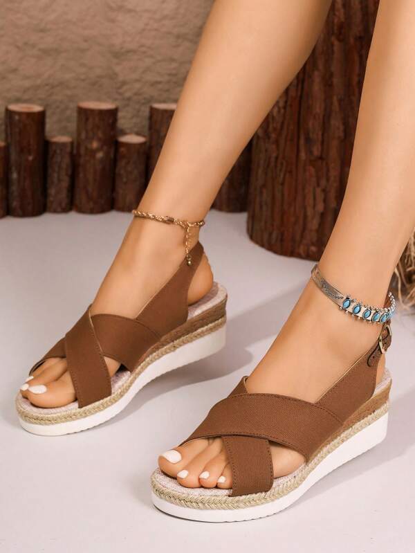 2025 Women's New Summer Fashion Outdoor Beach Resort Wedge Sandals, Open Toe Versatile Dress Sandals With Bicolor Strap, Platform Thick Sole High Heel Princess Party Shoes