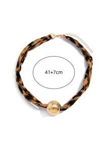 1pc Leopard Printing Necklace, Heart Bow Star Pendent Necklace, Winter Necklace, Daily Accessory, Dating, Party Necklace, Woman Gift Valentines,Mom,Mother,Mother's Day,Gift