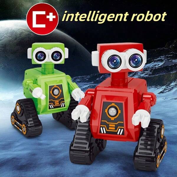 1 Stück ferngesteuertes Smart Roboter Spielzeug, kinderbildendes Licht- und Musik programmierbares Ingenieur Roboter Spielzeug mit verschiedenen Spaßfunktionen (Batterien nicht enthalten)