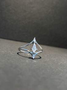 Anel de Prata Sterling 925 Geométrico Único com Zircônia Cúbica Sintética para Mulheres, Joia Fashion & Personalizada para Festa & Ocasiões