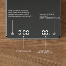 Balanza recargable de precisión 0.1 g para café de goteo, con cable de carga, tapete para café, balanza electrónica con temporizador, balanza digital en gramos para espresso, pelado con un toque, conversión de unidades, herramientas portátiles para café para dormitorio y tostado en casa