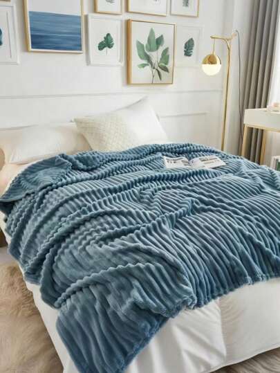 Manta suave de felpa a rayas azules, manta reversible de doble cara de fibra de leche para el hogar, aire acondicionado, siesta en la oficina, ropa de cama - engrosada para otoño/invierno, regalo para hombres/mujeres, manta para mascotas, 80*100cm-160*200cm-200*220cm