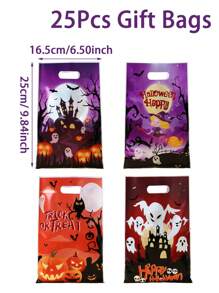 10/25/50 Stücke orange-lila Halloween Geschenktaschen, gruselige Kürbis Hexe Geist Burg gemusterte Geschenktaschen, Halloween Party Geschenkdekorationstaschen, Trick or Treat, Halloween Feier Geschenkverpackung Plastiktaschen, Horror Themenparty Dekorationszubehör, Halloween kleine Geschenkverpackungstaschen, Küchen Verpackungszubehör, Halloween Dekorationen, Halloween Geschenke, Party Gastgeschenke