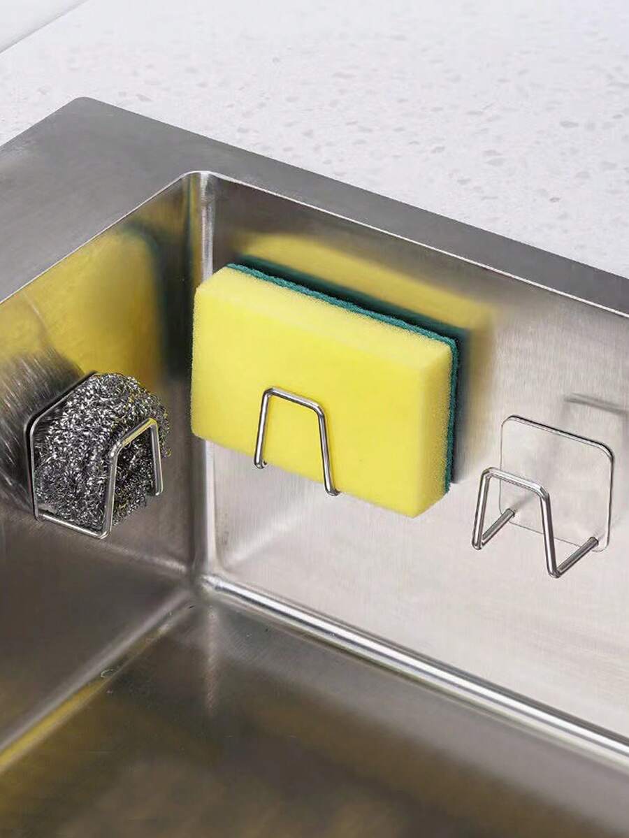 2 件不锈钢海绵沥水架，无需钻孔厨房水槽收纳架壁挂式锅盖架，家用返校