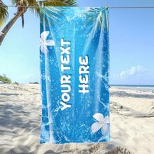[Ocean Fresh Beach Towel] Made Of Skin-Friendly Towel Fabric, Soft And Comfortable. With A Deep Sea Blue Background, Accented By Crystal-Clear Water Droplets And Tropical Palm Leaf Prints, Offering A Refreshing Visual Experience. Supports Multiple Size Options And Customized Text, Quick-Drying And Suitable For Beach Swimming, Sunbathing, Etc. Foldable And Portable, Making It A Fashionable And Practical Companion For Your Summer Beach Vacation! - Multicolor - View 3
