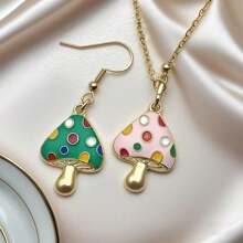 8pcs Colorful Mushroom Necklace Pendant DIY Making Earring Bracelet Keychain Mushroom Jewelry Accessories Charm Jewelry