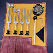 Transboundary Ear Acupuncture Tuning Fork Professional Healing Tuning Fork Training Set - 128Hz, 256Hz, 432Hz, 528Hz - Body Weighted Forks For Yoga And Meditation - Frequency Relaxation Device 3-Piece Set With Leather Bag