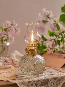 1pc Rustic Large Oil Lamp Vintage Glass Kerosene Lamp Antique Oil Lamps For Indoor Use Emergency Lighting Hurricane Lamp Chamber (Does Not Contain Liquid) Vintage Home Decor Garden Decor Lamp Shade