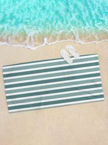 Grandes, douces et absorbantes serviettes de plage rayées pour couples - Tissu tricoté moderne, parfait pour les voyages, les vacances, la piscine et le camping - Disponible en marron et vert, serviette tricotée moderne absorbante, indispensable de voyage