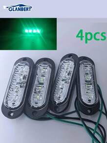 GLANBERT 4 piezas Barra de luces LED de 4 LEDs para camiones y coches, barra de luces LED delanteras y traseras para remolques, iluminación para barcos, luces exteriores para coches, luces intermitentes, luces de advertencia