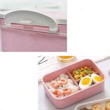 1 pieza Caja bento de vajilla de paja de trigo, caja de sushi multiusos para estudiantes, juego de caja para frutas
