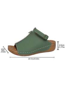 New Spring/Summer Fashion Platform Sandals For Women, Students, Outdoor Wear, Thick Sole, Adjustable Laces (Laces Can Be Removed),Wedge Sandals - Green - View 4