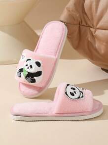 Nouvelle arrivée Mignonnes Pantoufles en peluche Panda, Doux Pelucheux Tongs intérieur/extérieur Dessin animé pour Couple et Famille, Convient pour le Printemps, l'Automne et Toutes les Saisons
