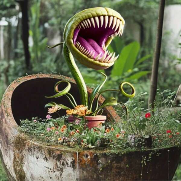 2D Whimsical Carnivorous Plant Garden Sign - Acrylic Outdoor Decor For Indoor Potted Plants, Bonsai, Yard And Lawn - Adorable Pitcher Plant Design, Perfect For Home And Garden Decor, Birthday, Garden Decor With Intricate Detailing