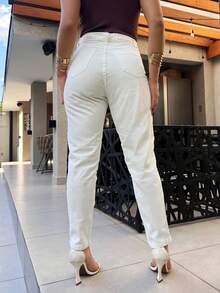 Mon Jeans Pants Without Lycra For Women - Beige - View 2