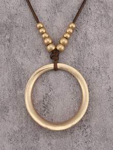 1 件时尚优雅金色不对称扭曲吊坠项链，适合送给男朋友、女朋友、家人、日常配饰的礼物 - 臘繩 - 查看 4