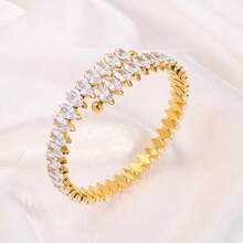 1pc Adjustable Luxurious Artificial Zirconia Eye-Shape Bangle