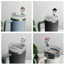 1 /4pcs-Cowboy Hat Straw Head Cover, Silicone Reusable Dust-Proof Straw Cover, Cute Silicone Cup Straw Cover - Protect Straw, Cup Accessory, Silicone Cowboy Hat Straw Cover, Gift For Men And Women, Cute And Funny Straw Cover, Easy To Install.