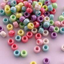 100pcs/Pack Assorted Shiny Colored Large Hole Pony Beads, Random Colors, Great For Braids