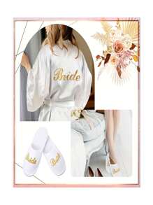 Bata de baño, Bata de novia y dama de honor con inicial, Bata de mañana y bata de dormir, Ropa de preparación para la fiesta de boda, Accesorios para la ceremonia y recepción de bodas, Pijama de primavera y verano para damas de honor, Pijama de novia, Bata bordada de la fiesta de la mejor amiga, Bata de novia, Suministros para la boda, Fiesta al aire libre, Fiesta de vacaciones, Regreso a la escuela