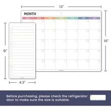 Magnetic Dry Erase Refrigerator Calendar, Dry Erase Calendar White Board Set For Fridge - Magnetic Monthly & Weekly Planner With List Board, 4 Markers + Eraser - Greenery - View 9