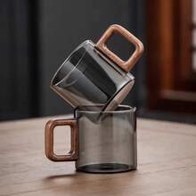 Taza deé de cristal resistente al calor con de nogal, juego de tazas de Espresso de 120ml, taza de café molida, vasos, utensilios para haceré, 1 Uds. 31SV - Gris - Ver 1