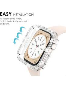 Doppelte Bling-Hülle, Kristallrhinestone-Stoßschutz-Hülle, 5 Pack hart PC Ultra Hohldekore Uhrengehäuse, kompatibel mit 38/40/41/42/44/45/46/49mm, mit Series Ultra/SE/10/9/8/7/6/5/4/3/2/1, intelligentes Uhrengehäuse-Zubehör