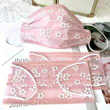30pcs Cherry Blossom Print Breathable Mesh Face Masks - Elastic Retro Style For Spring Summer Autumn, Unisex Adults & Multiple Colors, Japanese Korean Fashion Series, Outdoor Casual Wear, Durable Elastic Band, Lightweight Fabric